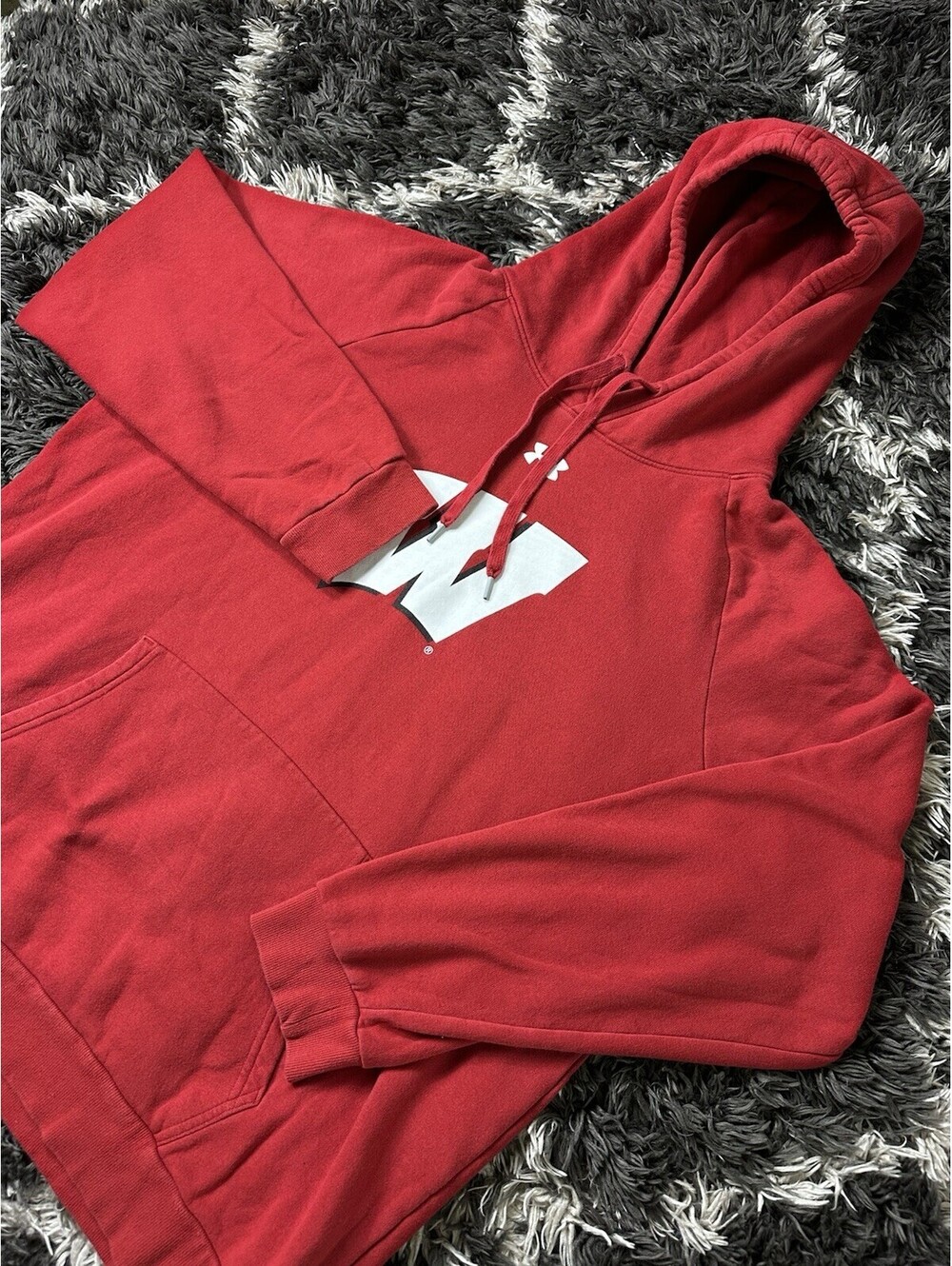 Under Armour Wisconsin Badgers Hoodie Mens 2XL Red College Pullover Sweatshirt